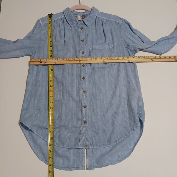 Anthropologie PILCRO Theresa Blue Lace Up Back Shirt Size Small - Picture 12 of 13